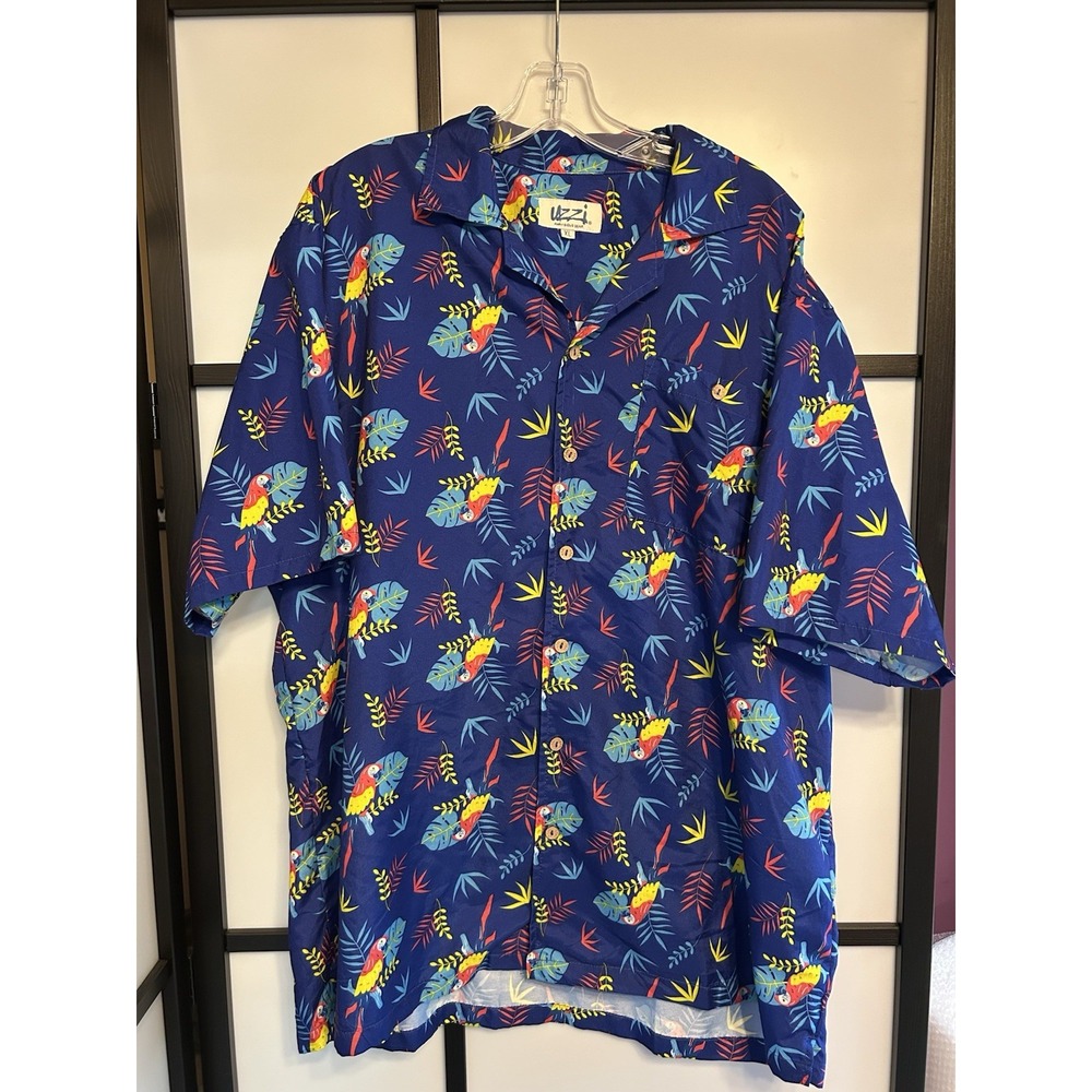 Uzzi‎ Amphibious Gear Hawaiian Shirt Mens X-Large Short Sleeve Floral Pattern